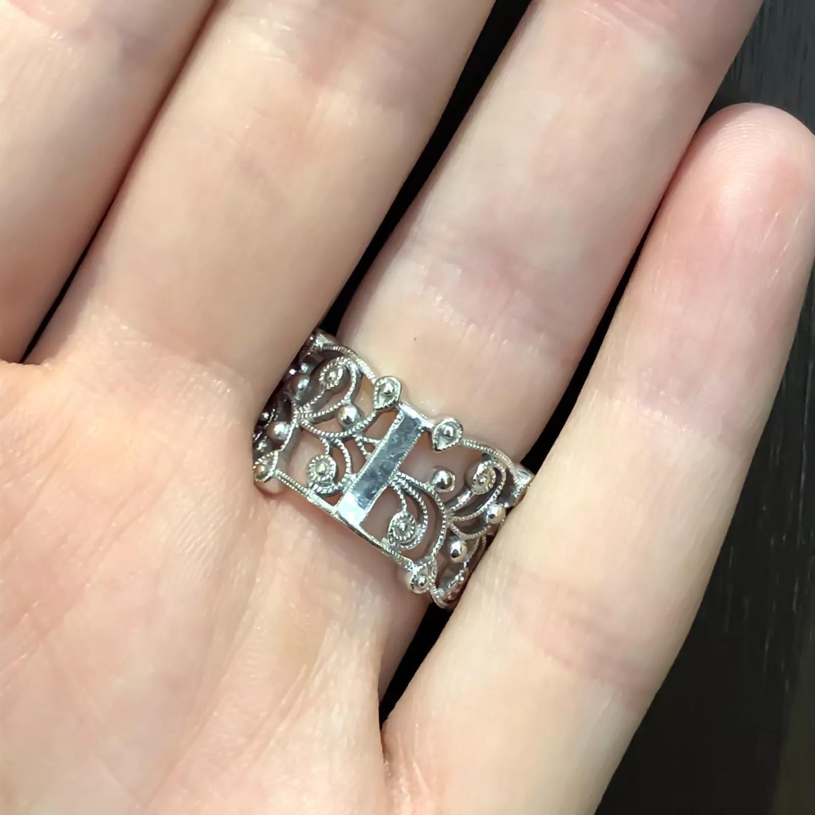 Women's 14KW .35ctw Diamond Filigree Lace Wide Lady’s Band Ring  Sz 6.5 For Sale