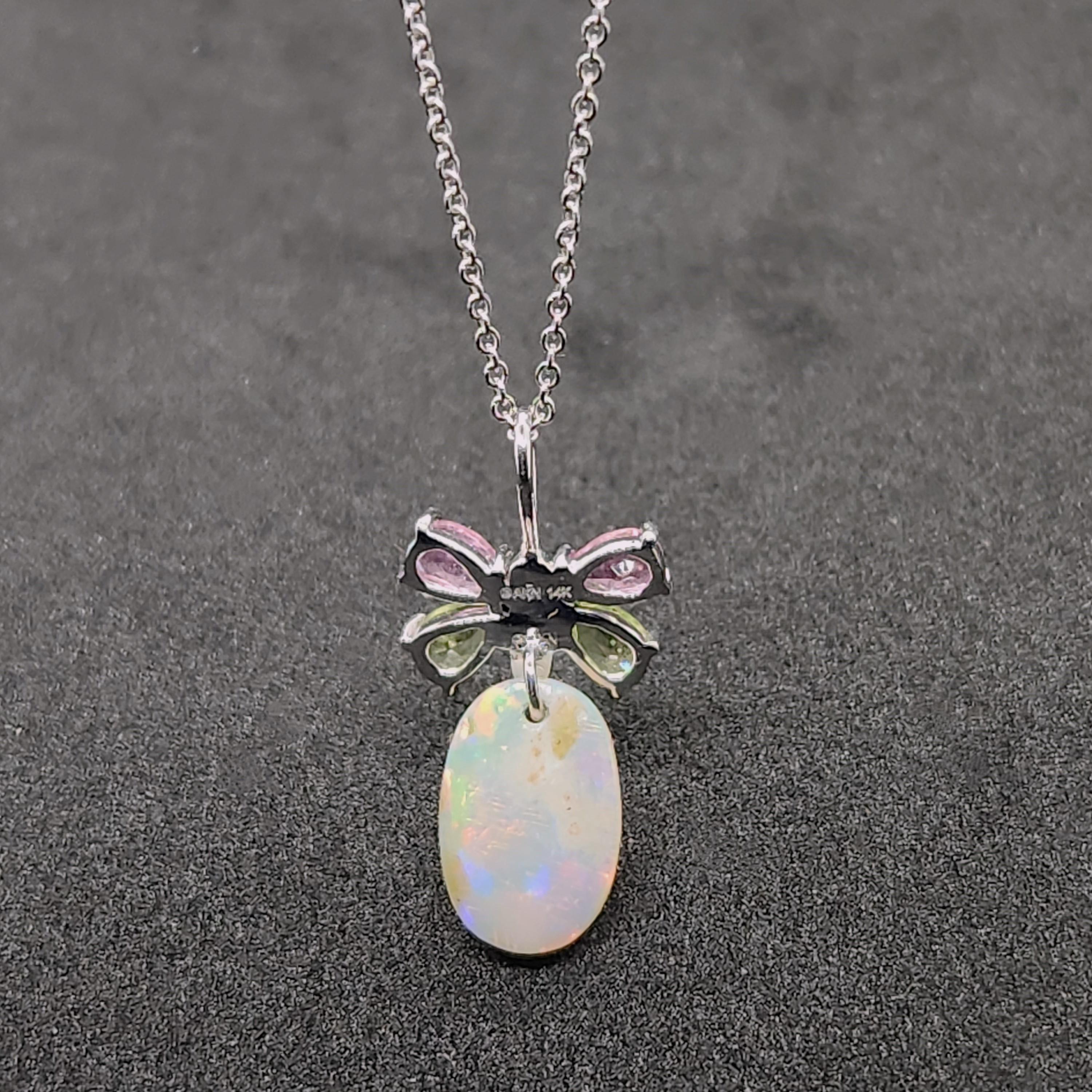 Contemporary  Alison Nagasue Butterfly Necklace in gold, diamonds, tourmaline, peridot, opal For Sale
