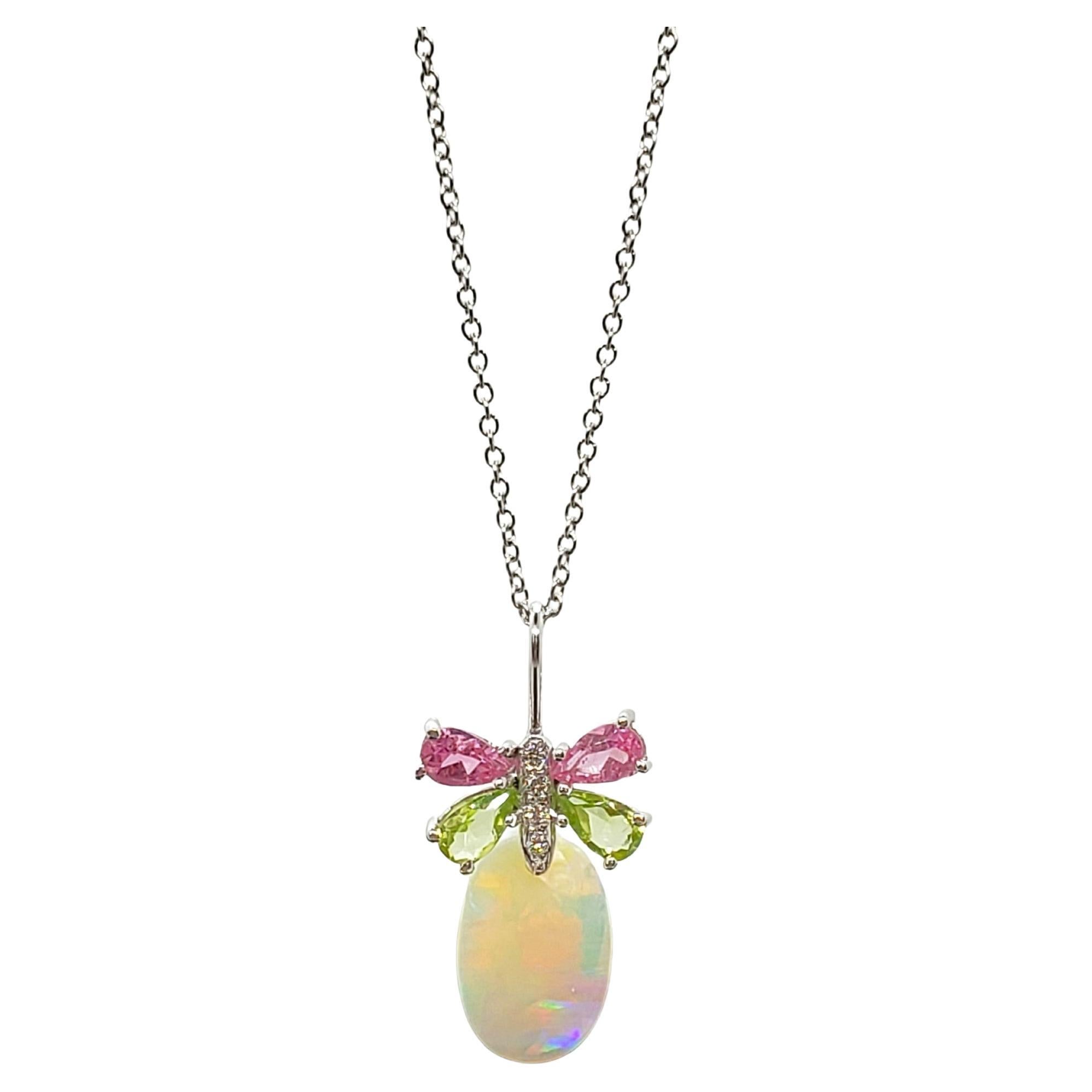  Alison Nagasue Butterfly Necklace in gold, diamonds, tourmaline, peridot, opal