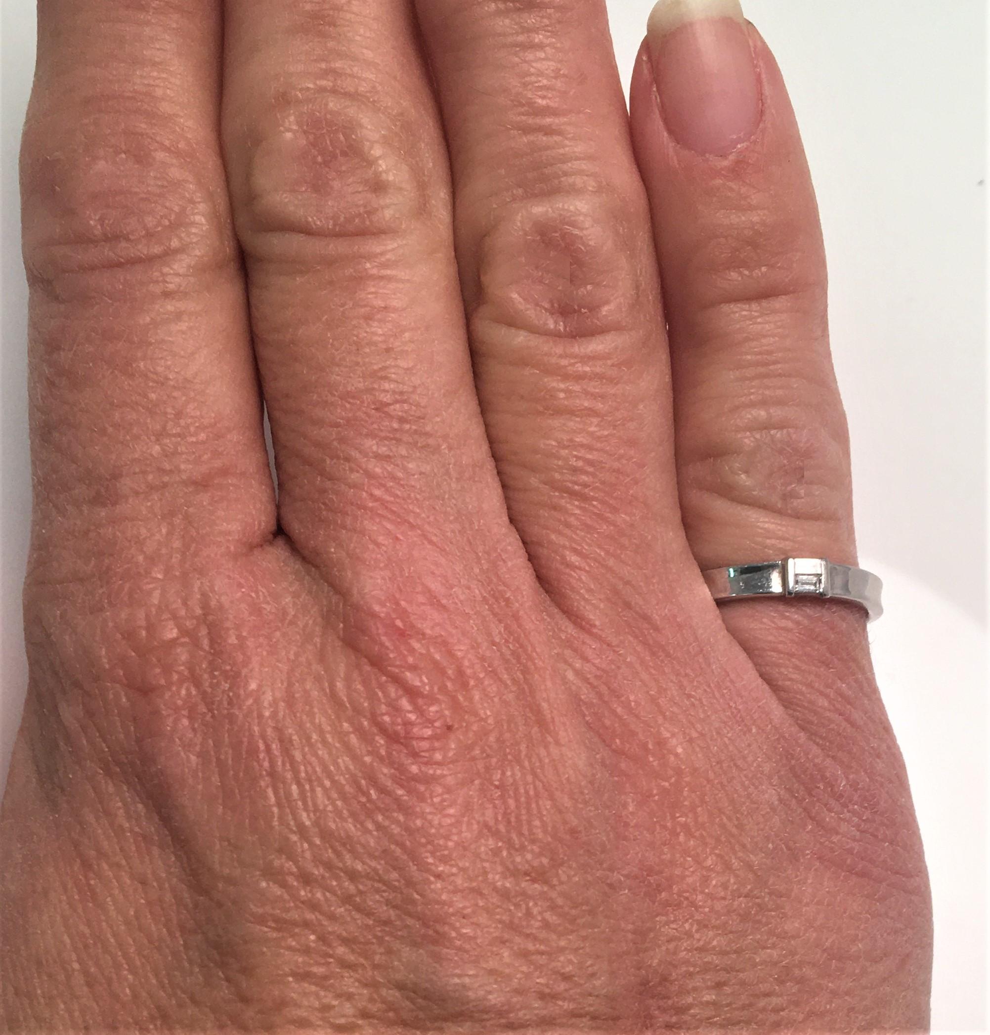 Women's or Men's 14 Karat White Diamond Concave Band Ring For Sale