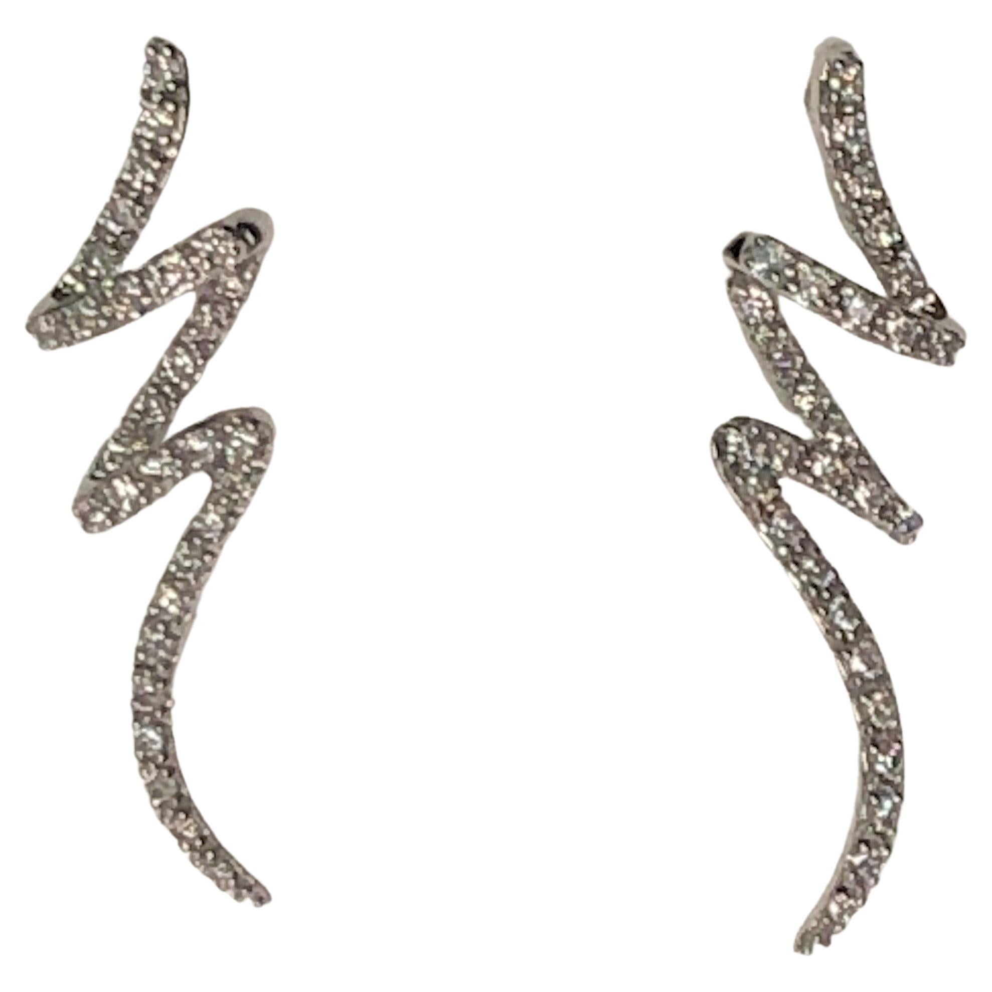 14KW Diamond Squiggly Earrings
