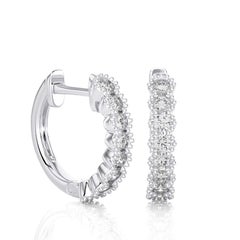 Orecchini Huggie con diamanti antichi in oro 14KW. (0,37 Ct)