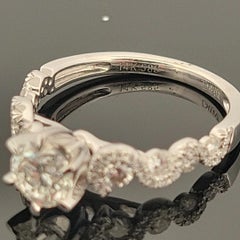 14KW Gold Diamond Engagement Ring EGL 0.80ct G/VS1, Pave Twist Shoulders 0.54ct