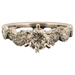 14KW Gold Diamond Engagement Ring EGL 0.80ct G/VS1, Pave Twist Shoulders 0.54ct