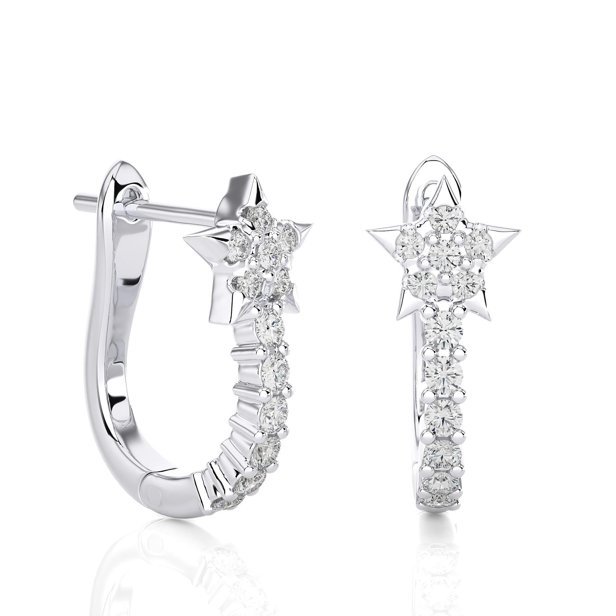 Modern Diamond And Pearl Huggie Earrings(0.23 ct).

Within this cosmic duo, a row of diamonds aligns like twinkling stars in the night sky, flawlessly nestled in a classic 4-prong setting, embracing their brilliance in a celestial symphony. 
As you