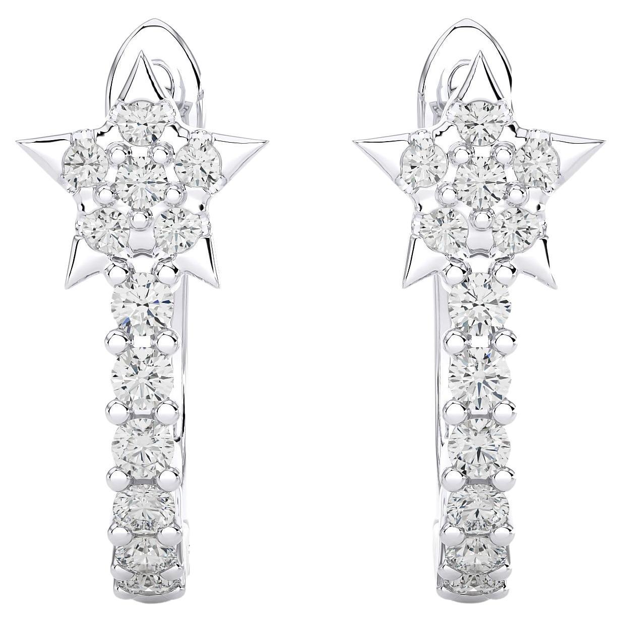 14KW Gold - Modern Diamond And Pearl Huggie Earrings (0.23 Ct).