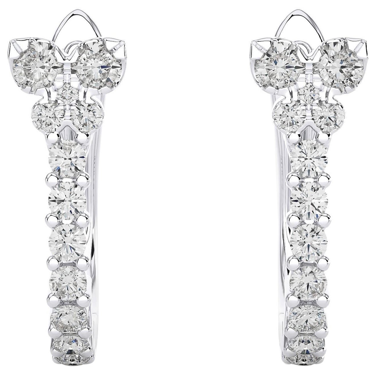 Oro de 14 quilates - Pendientes Abrazadera de Diamantes Modernos (0,31 qt).