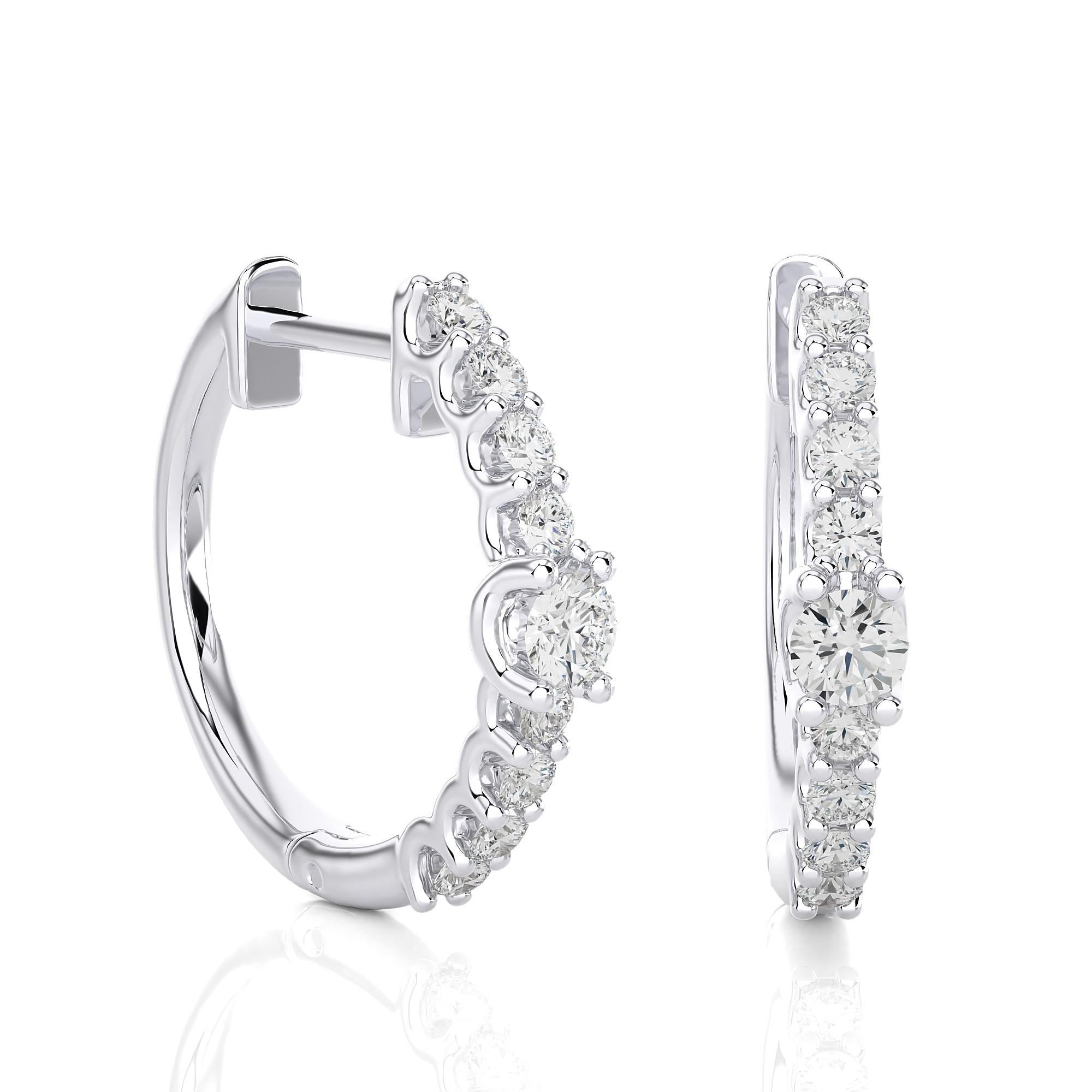 Moderne Boucles d'oreilles Huggie en or 14 carats avec diamants modernes (0,44 carat) en vente