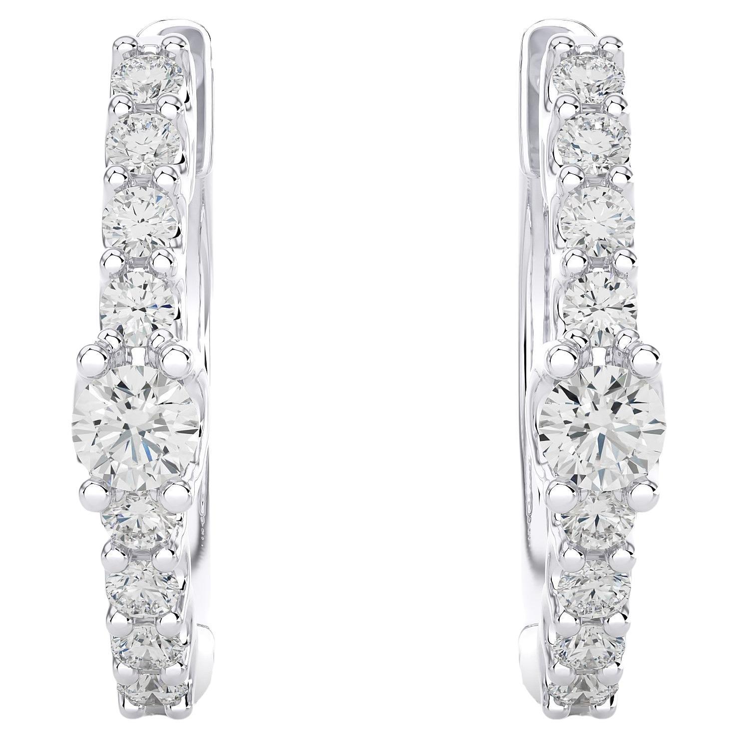 14KW Gold - Modern Diamond Huggie Earrings. (0.44 Ct)