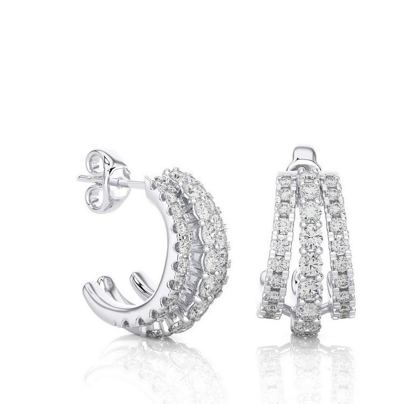 Moderne Boucles d'oreilles Huggie en or 14 carats et diamants modernes (0,70 carat). en vente
