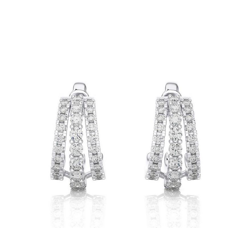 14KW Gold - Modern Diamond Huggie Earrings (0.70 Ct).