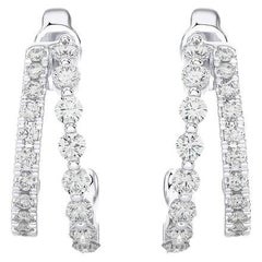 14KW Gold - Modern Two-Row Split Diamond Huggie Earrings. (0.38 Ct)