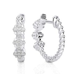 14-Karat-Gold – Dreiblume  Diamant-Huggie-Ohrringe (0,21 Karat).