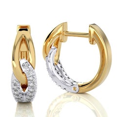 14KWY  Gold - Modern Two Tones Diamond Huggie Earrings. (0.15 Ct)
