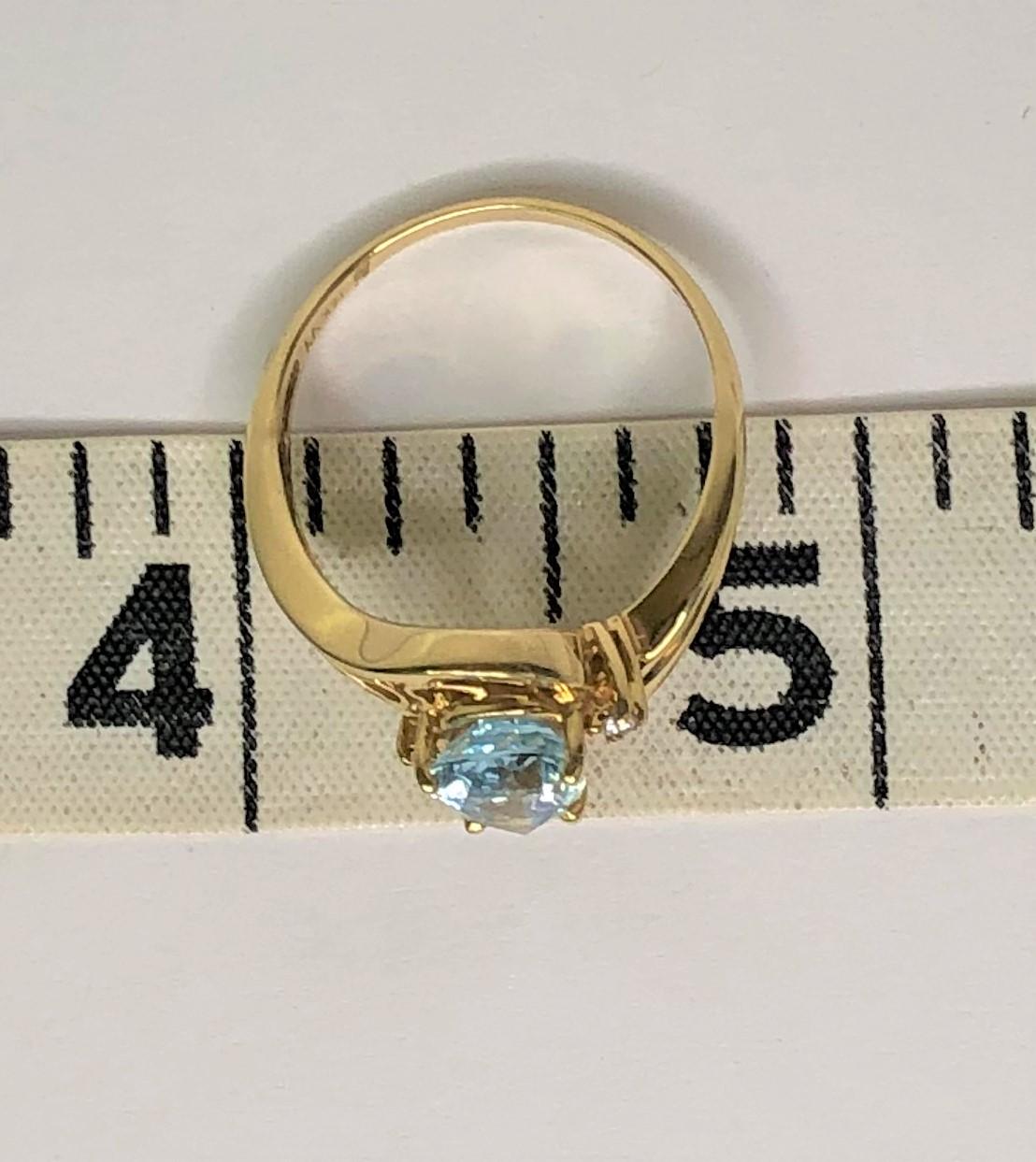 Women's or Men's 14KY Blue Topaz Diamond Ring For Sale