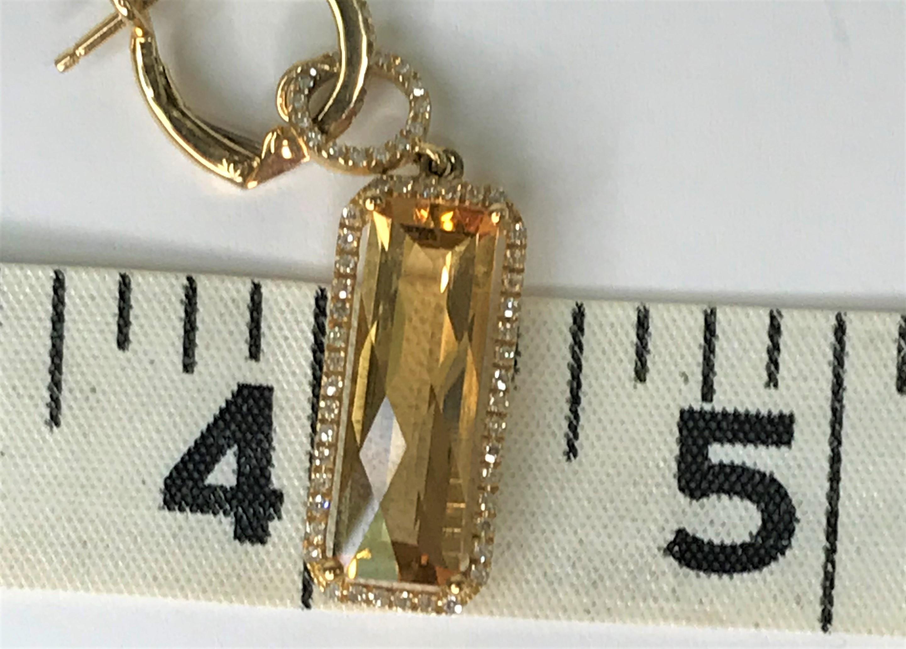 14KY Citrine Diamond Dangle Earrings In New Condition For Sale In Cincinnati, OH
