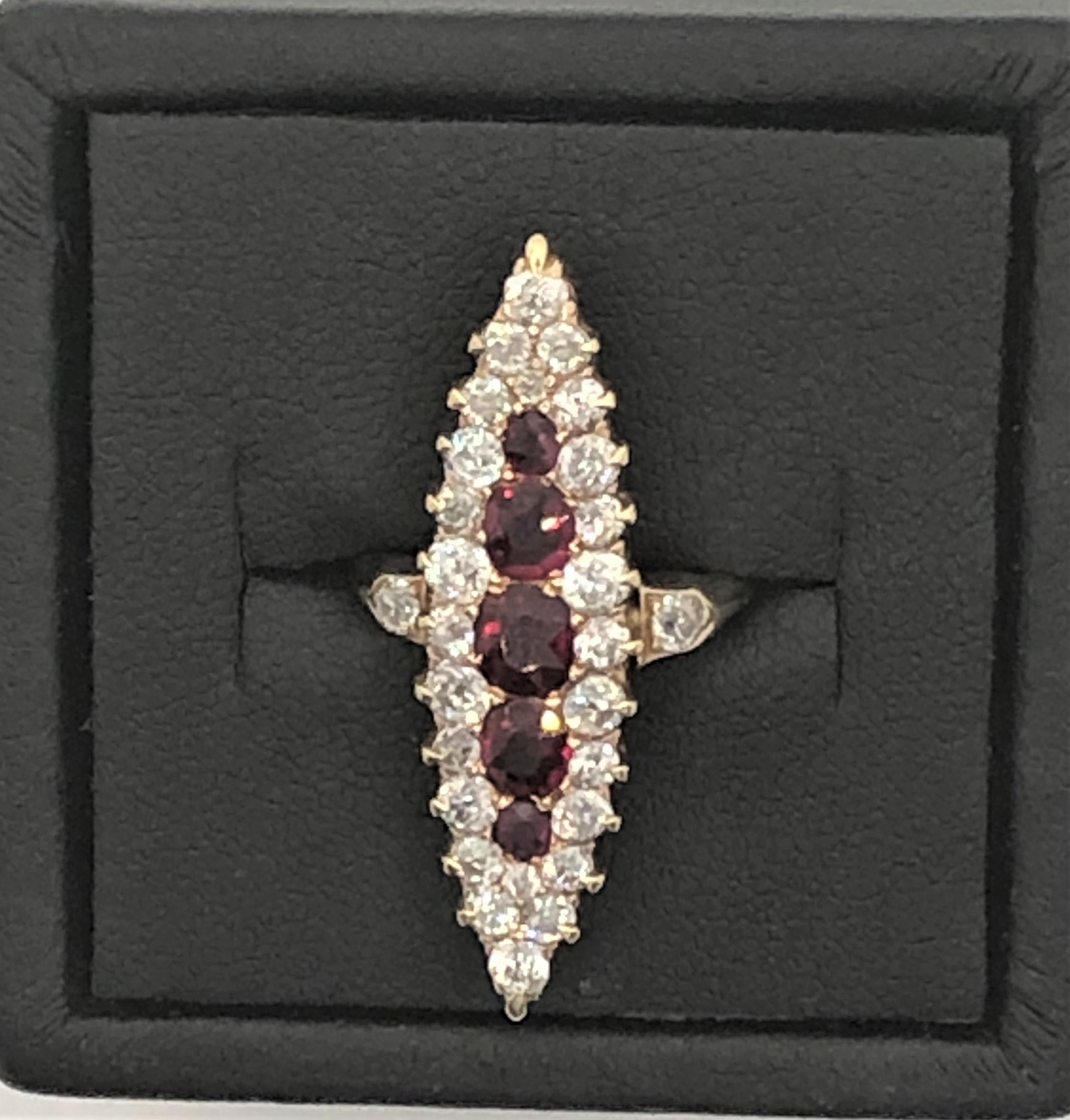Round Cut 14KY Diamond Ruby Cocktail Ring