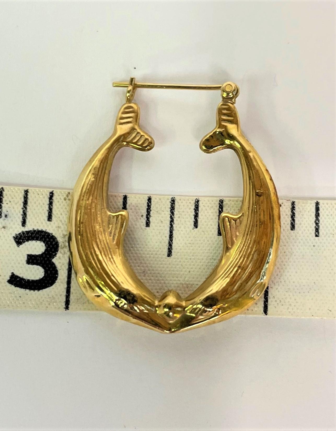 14KY Dolphin Hoop Earrings For Sale 1