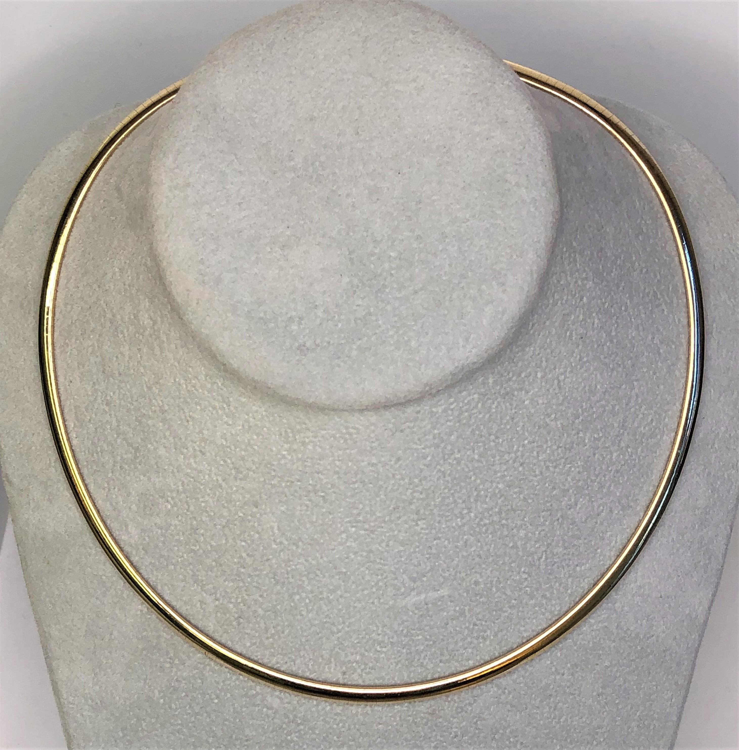 This beautiful necklace will be a favorite!  Easy to wear and will last for years to come.
Looks great alone and with slides/pendants!
14 karat yellow gold domed omega necklace
Approximately 4.2mm wide
Approximately 17 inches long
Hidden box clasp