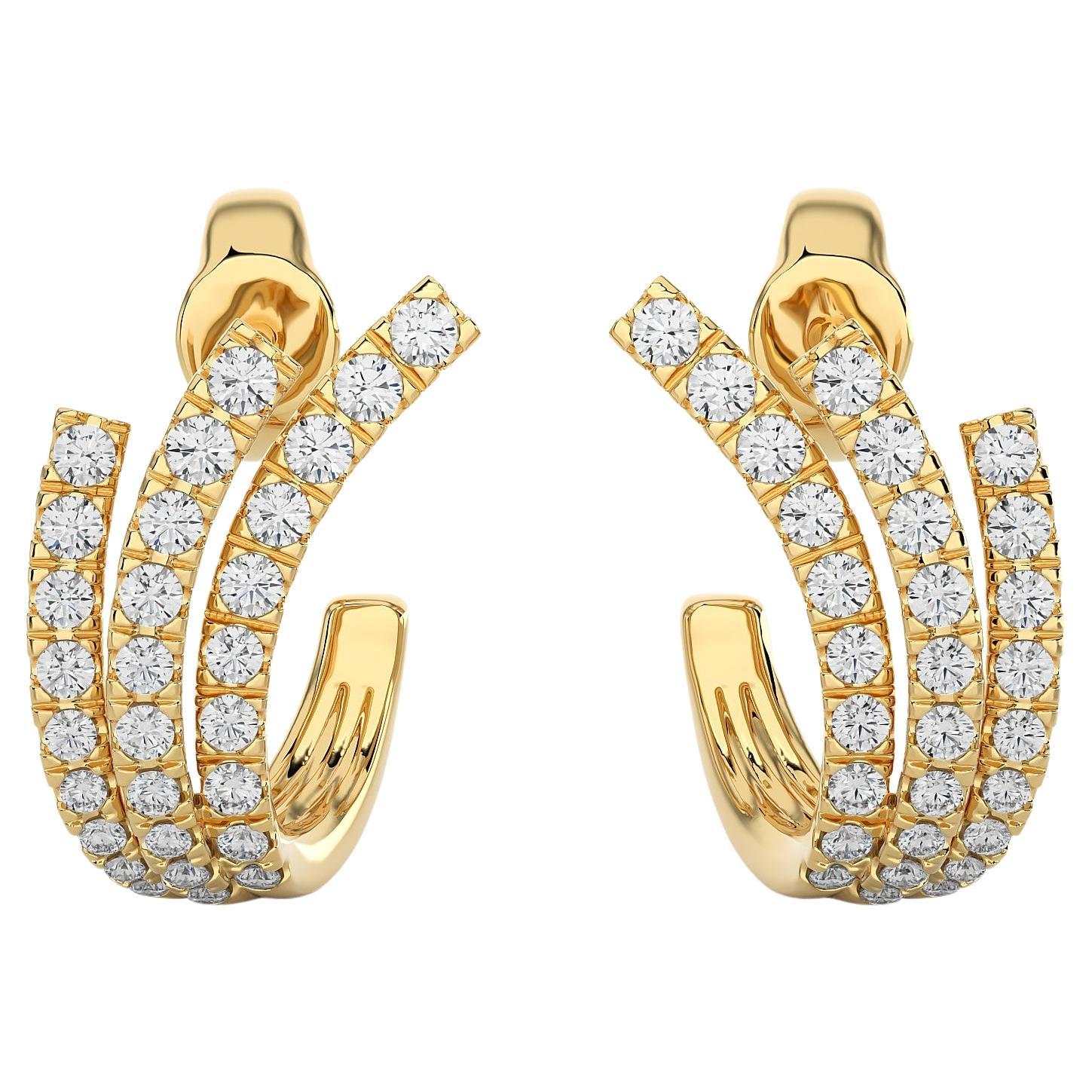 GOLD POLISHED WAVE HUGGIE 3 PACK EARRING main image 0