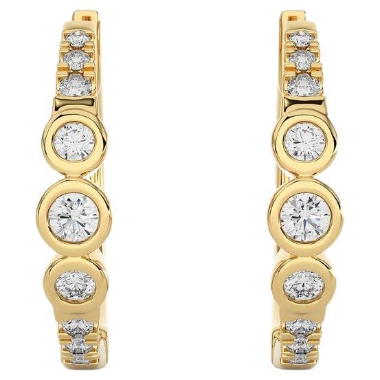 14KY Gold - Modern  Diamond Huggie Earrings. (0.23 Ct) For Sale