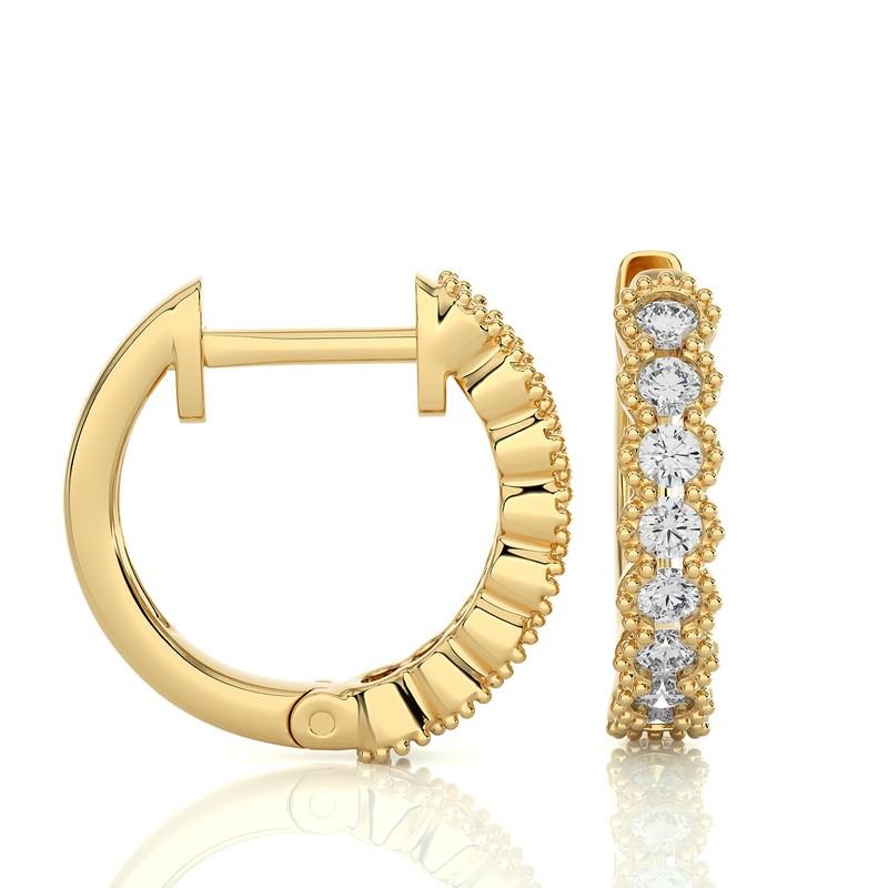 Modern 14KY Gold  Antique  Diamond Huggie Earrings. (0.37 Ct) For Sale