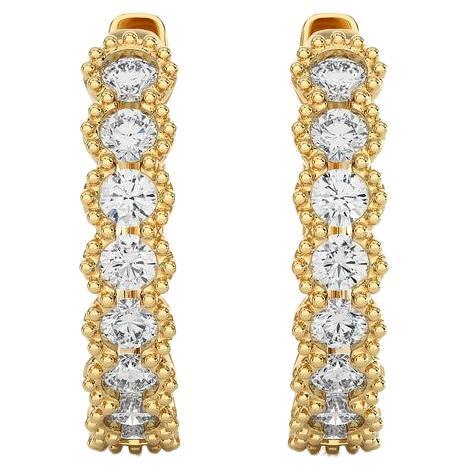 14KY Gold  Antique  Diamond Huggie Earrings. (0.37 Ct) For Sale