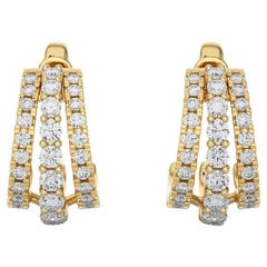 14KY Gold - Modern Diamond Huggie Earrings (0.70 Ct).