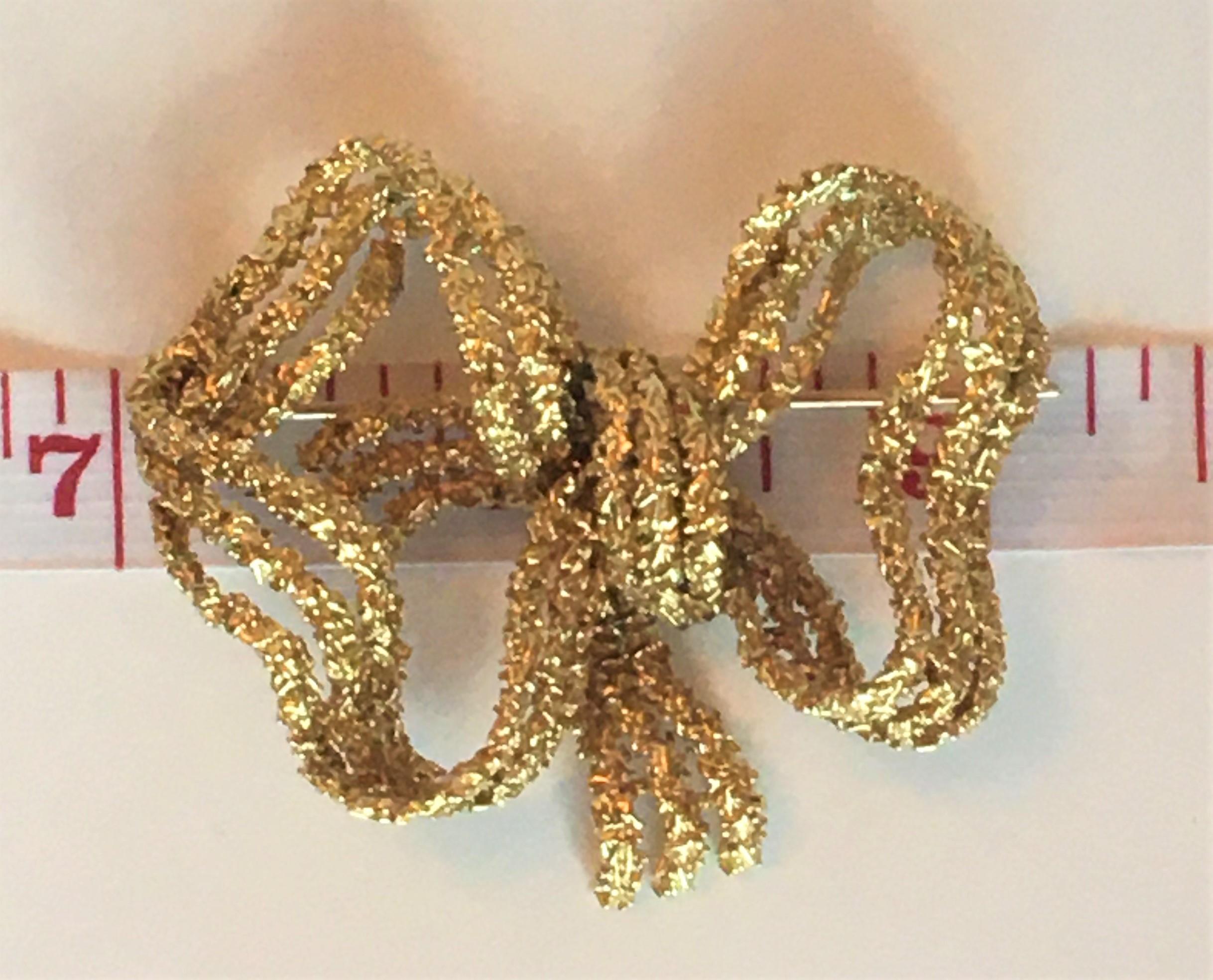 14K Yellow Gold Large Bow Brooch In Excellent Condition In Cincinnati, OH