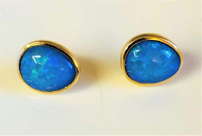 14KY Natural Opal Earring Studs For Sale at 1stDibs