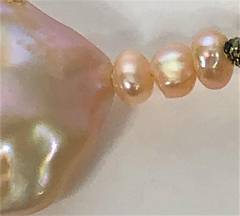 Cultured Freshwater Pearl and Glass Beaded Necklace - Glowing Coins in  Peach