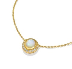 Collier pendentif 14ky avec opale d'Éthiopie et diamants