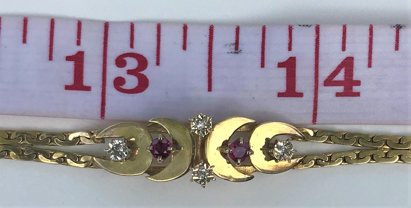 14 Karat Yellow Gold Ruby Diamond Bracelet 1