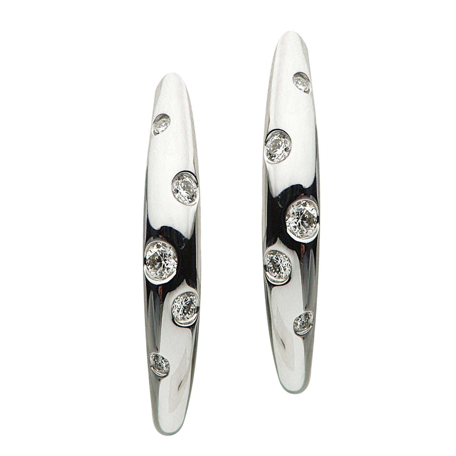 Contemporary 14KY Scatter Diamond Hoop Earrings For Sale
