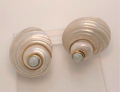 14 Karat Yellow Turbo Sea Shell Earrings
