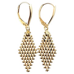 14KYellow Gold Kite Shaped Mesh Dangle Earrings #16138