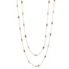14KYG Diamond and Multi Color Necklace