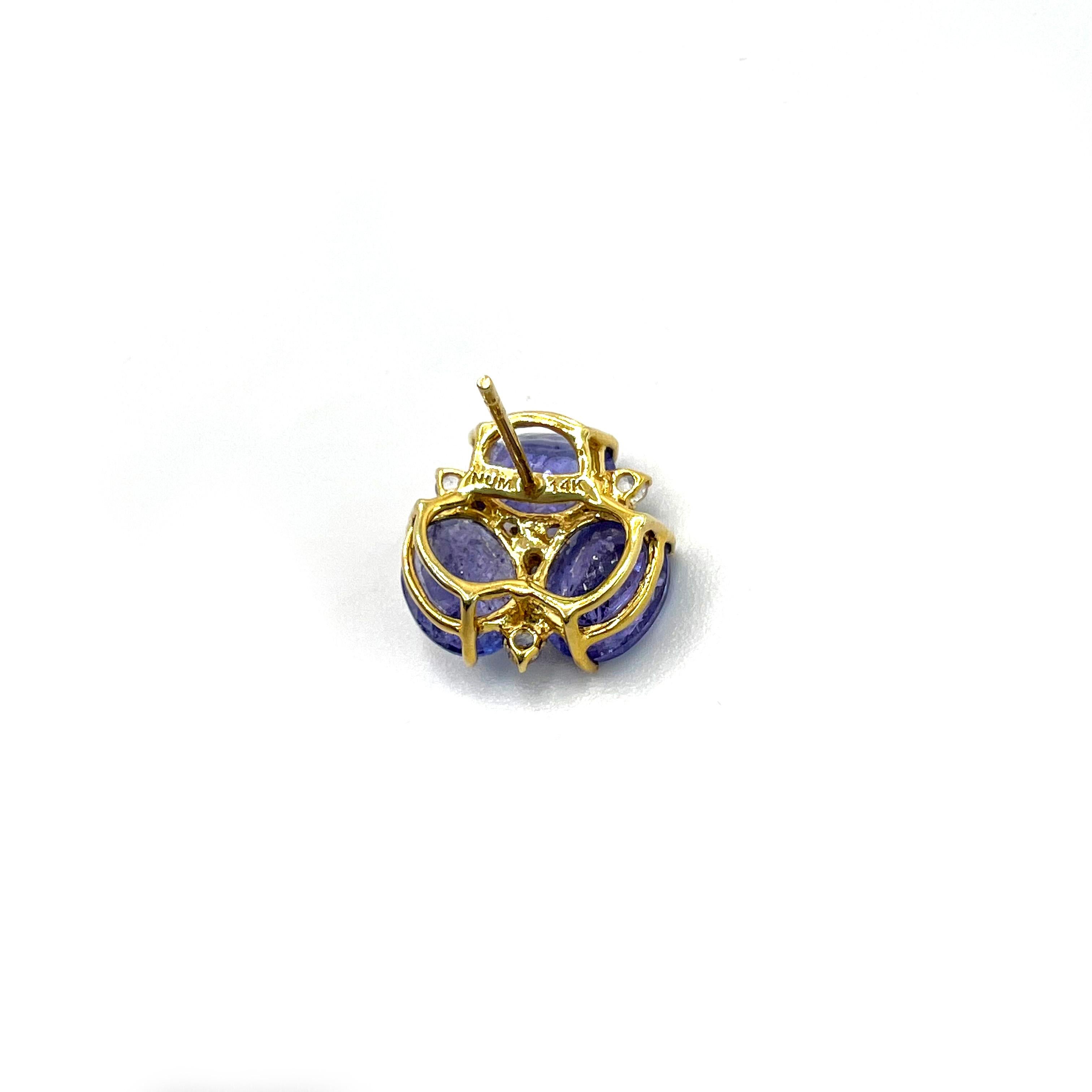 14k Gelbgold Dreifache ovale Tansanit-Ohrstecker im Angebot 4