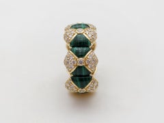 14KYG, Zuri Ring with Malachite and Natural Round Diamonds , USA