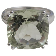 14mm  Bague cocktail fantaisie en argent sterling avec améthyste verte