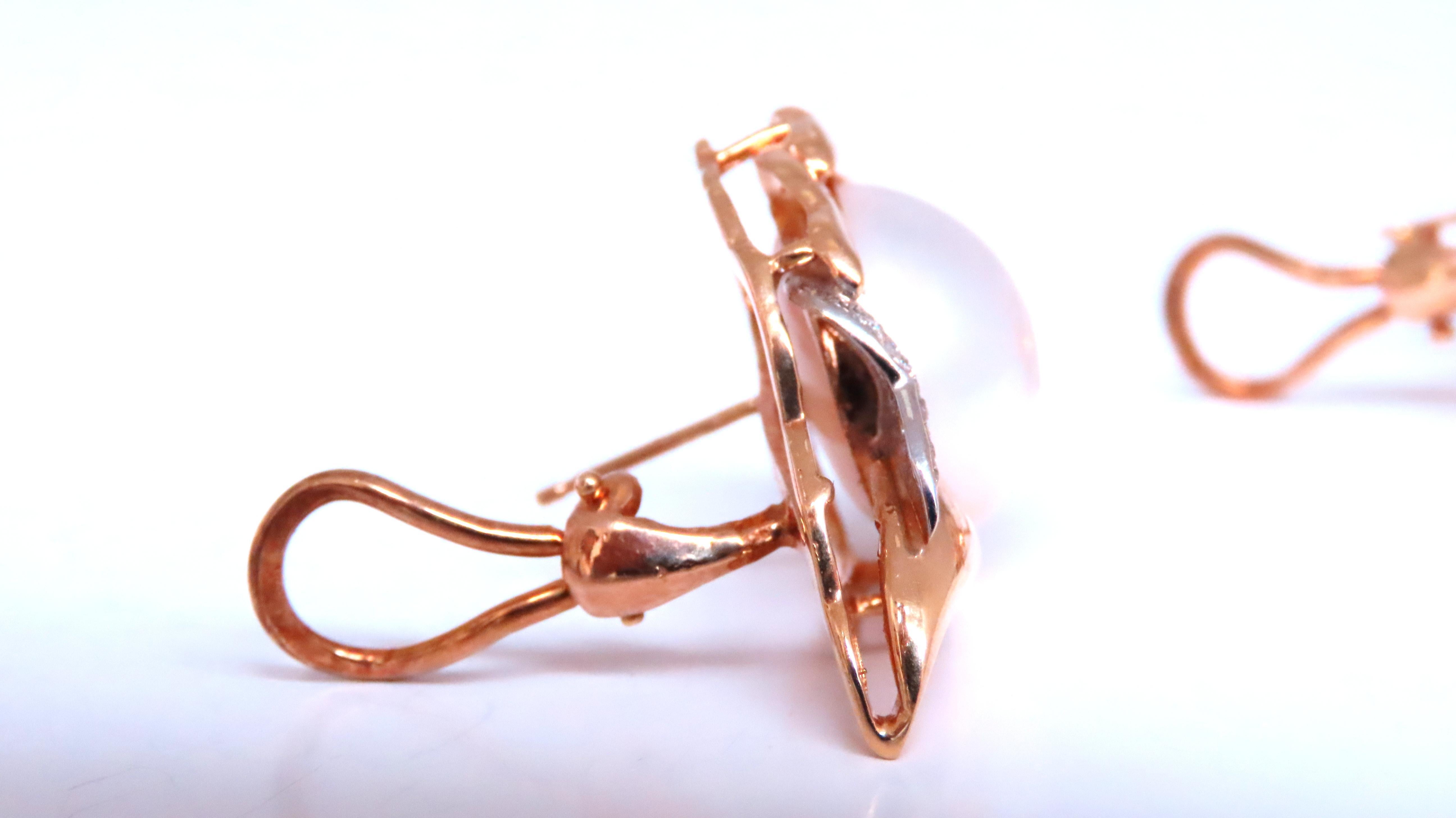 Round Cut 14mm Mabe Pearl Retro Clip Earrings  14kt Gold 12590 For Sale