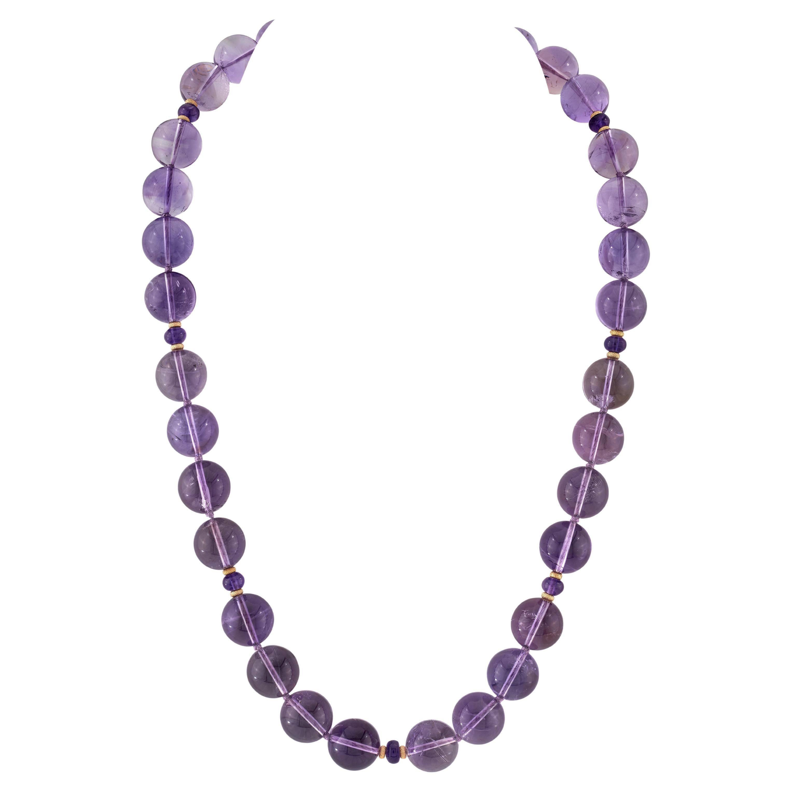 14mm Amethyst Bead and Yellow Gold Accented Necklace KIM