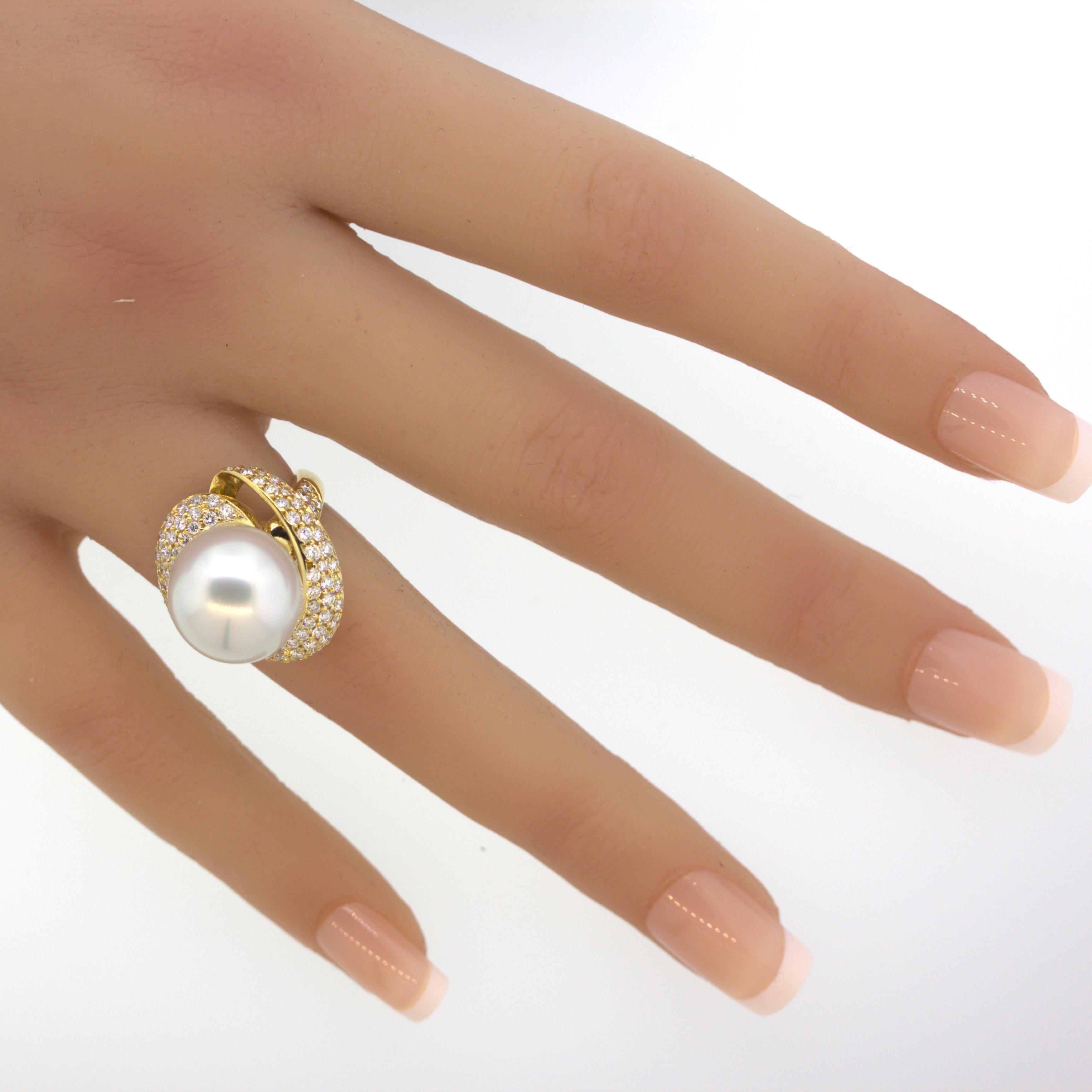 South Sea Pearl Diamond Gold Ring For Sale 5
