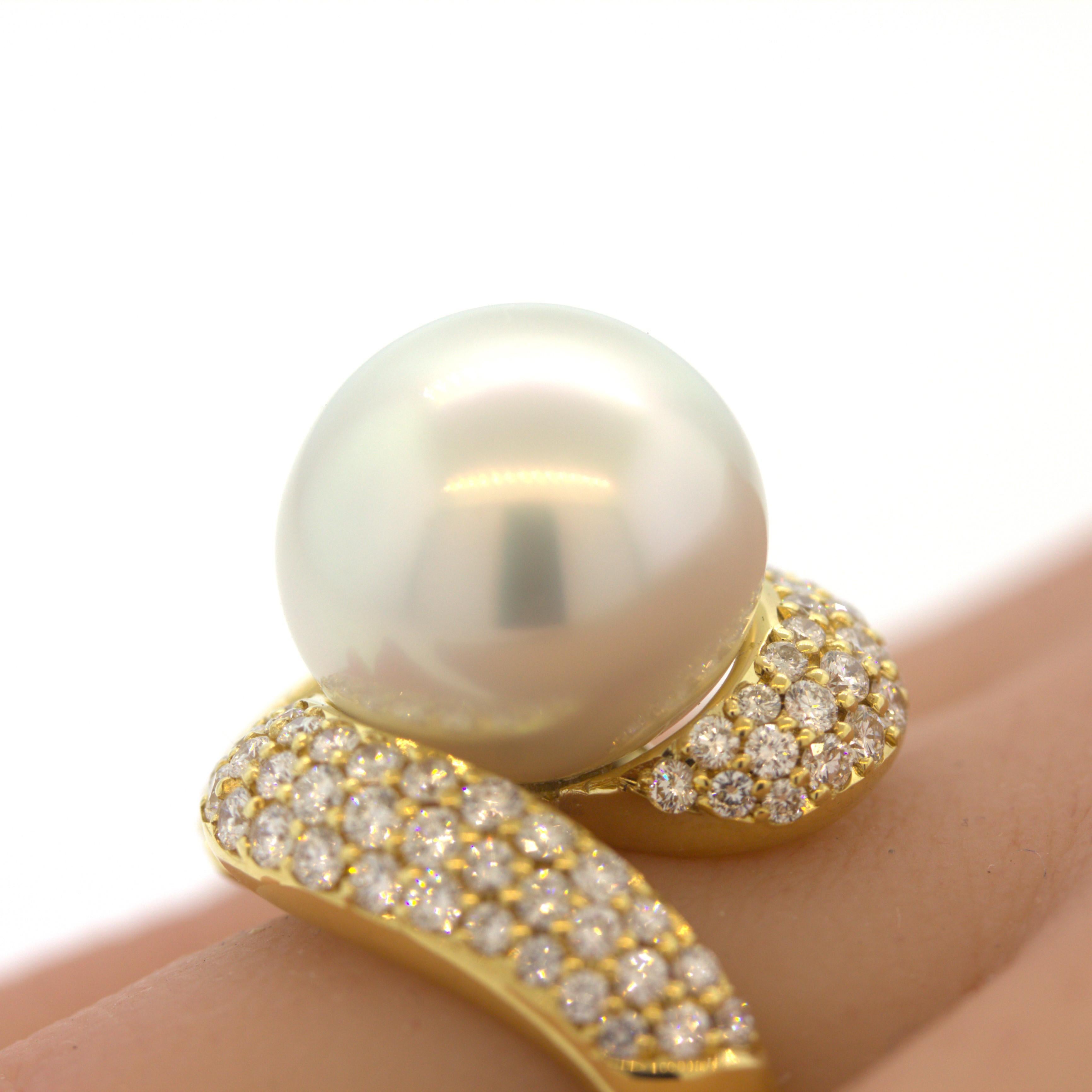 South Sea Pearl Diamond Gold Ring For Sale 1