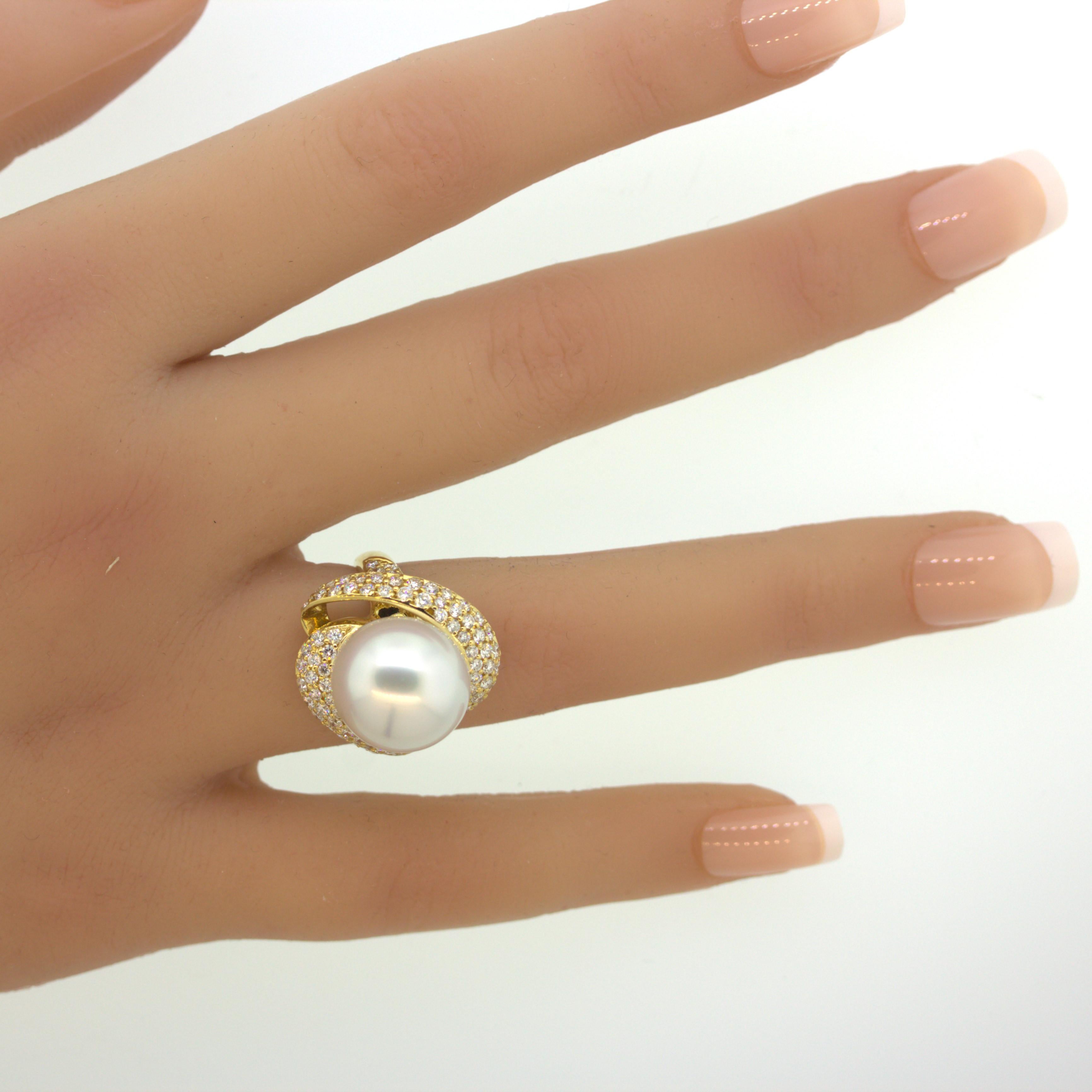 South Sea Pearl Diamond Gold Ring For Sale 3