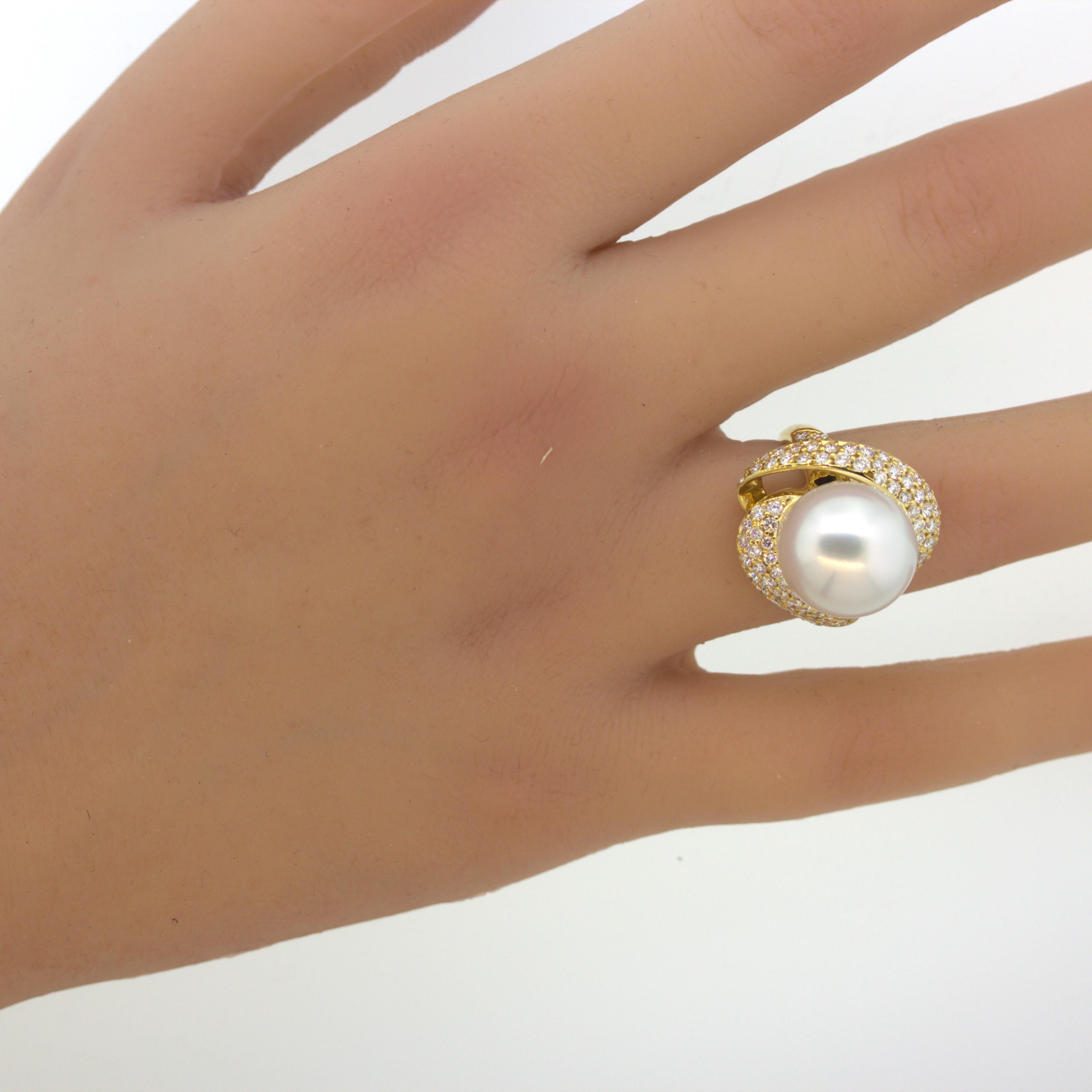 South Sea Pearl Diamond Gold Ring For Sale 4