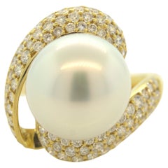 South Sea Pearl Diamond Gold Ring