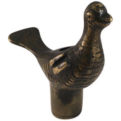 14th-15th Century Bronze Fragment of a Bird, to Mount on a Candlestick