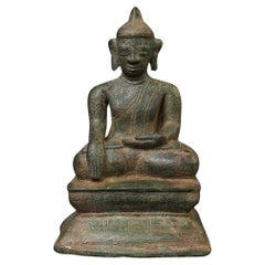 14th/15thC Burmese Buddha. Animated, Well Cast, Great Patina. Rare Type