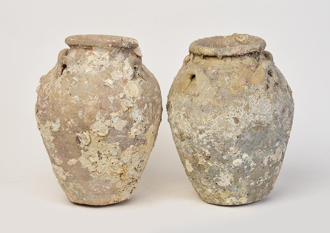 14th-16th Century, Sukhothai, A Pair of Antique Thai Pottery Jars from Shipwreck For Sale 4